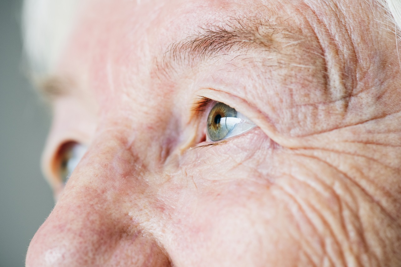 Close up of the eyes of an old woman