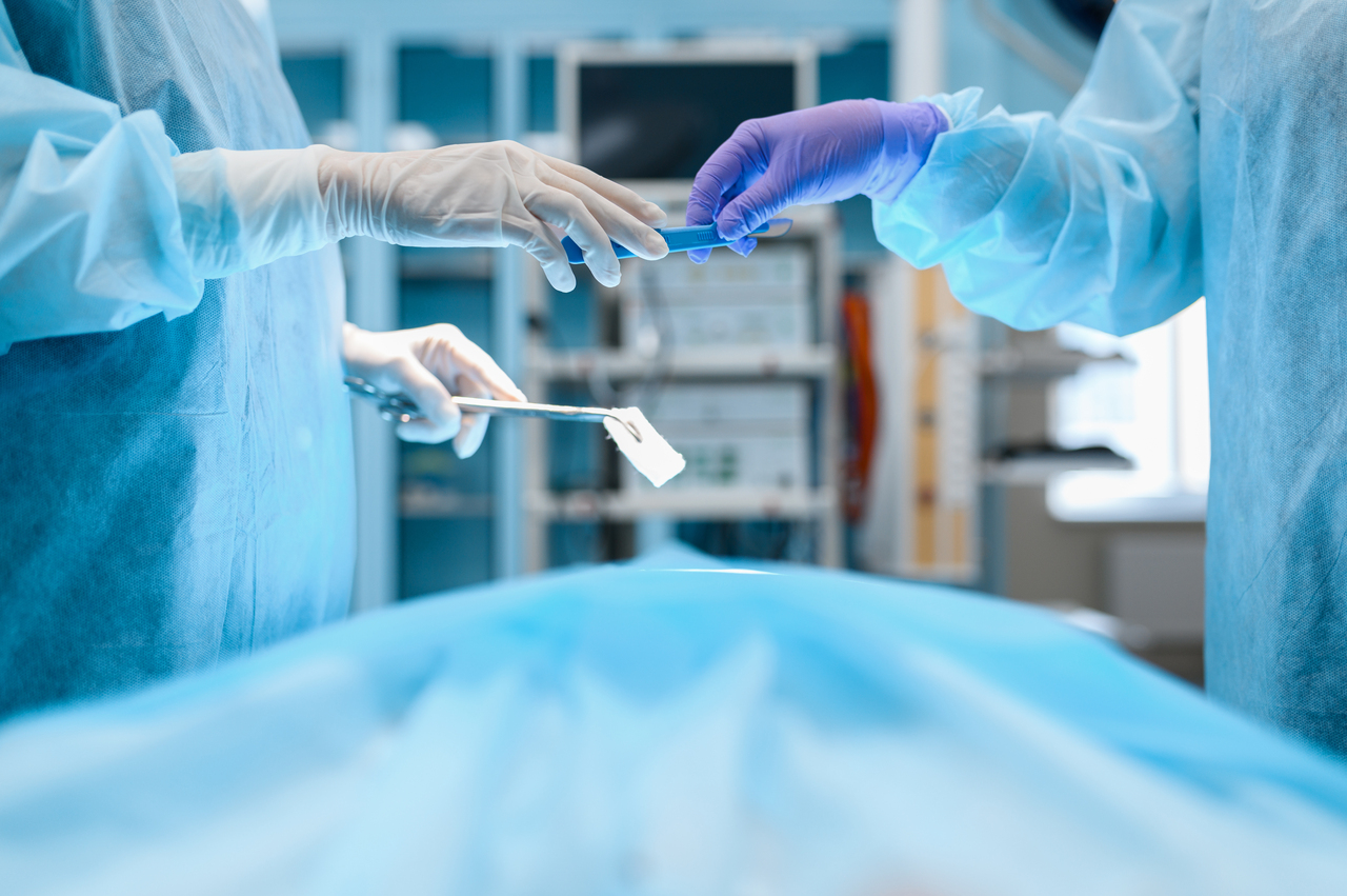 Surgeon undergoing endoscopy