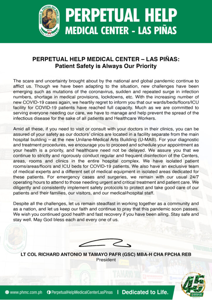Message Of The President On Patient Safety